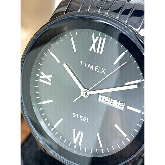 Timex Men's Watch TW2T50400 Quartz Black Dial Day Date Stainless Steel 41mm - Picture 1 of 13